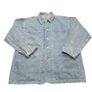 VTG Adirondack J Crew Denim Chore Jacket Large 100% Cotton Barn Coat Hong Kong